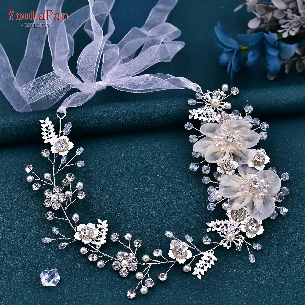 Bridal Waistband Bridal Dress Decoration YouLaPan Bride Belt Shiny Crystal Women Waist Sash Accessories Organza Flower Bride Evening Dress Handmade Belt Ornaments SH275