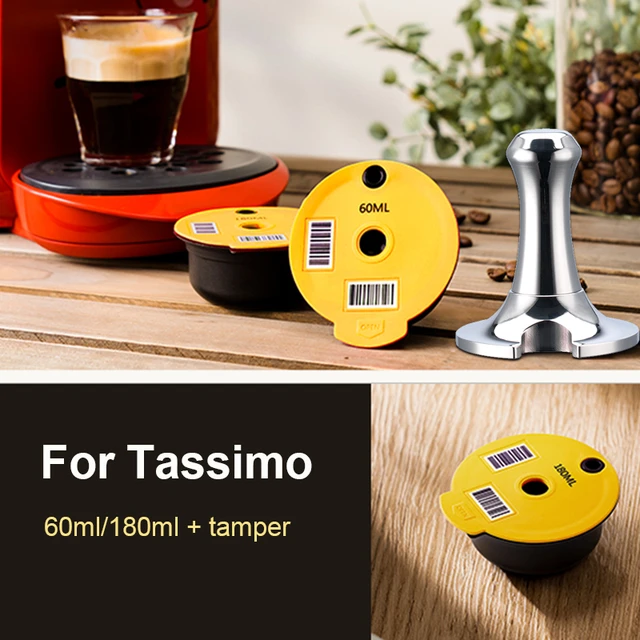 RECAFIMIL Tassimo - Cápsulas reutilizables de 220 ml, cápsulas de café Tassimo  recargables con tapa de silicona amarilla compatibles con la máquina Bosch  Tassimo : : Hogar y cocina