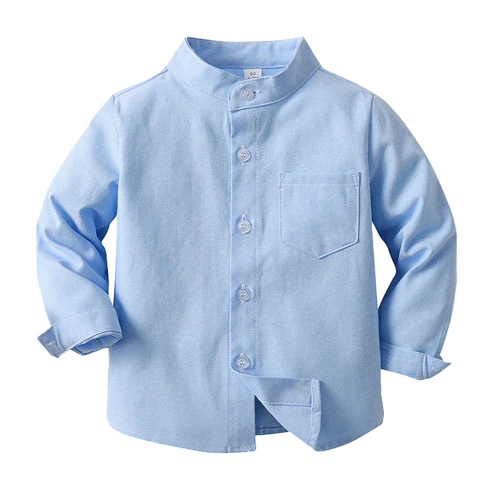 Kids Boys Solid Color Shirts Tops Long Sleeve Single-breasted Baby's Formal Shirt for Christening Birthday Party Toddler Clothes