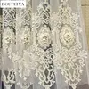 European Embroider Tulle Double Layer Luxury Curtains for Living Room Bedroom Embossed Design Blackout Villa Window Sheer Custom 3