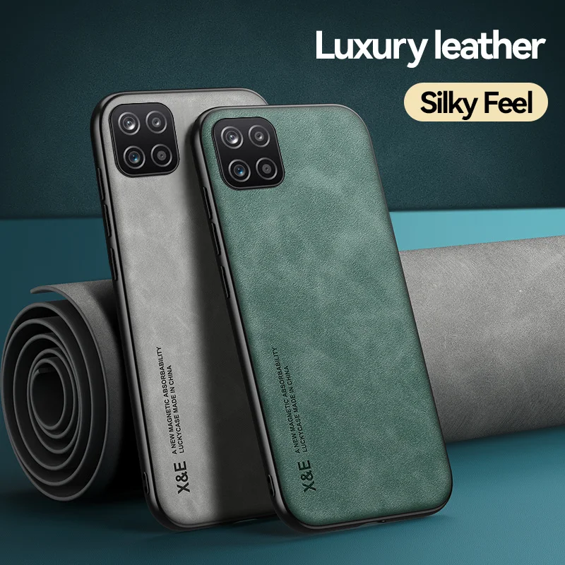 Leather Magnetic Car Holder Back Cover with Metal Plate
