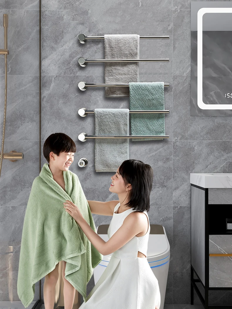 Russian Client 220V Hidden Wire Connection Bright Mirror Towel Warmer  Electric Wall Thermostatic Rail For Home Bathroom,Lavatory - AliExpress