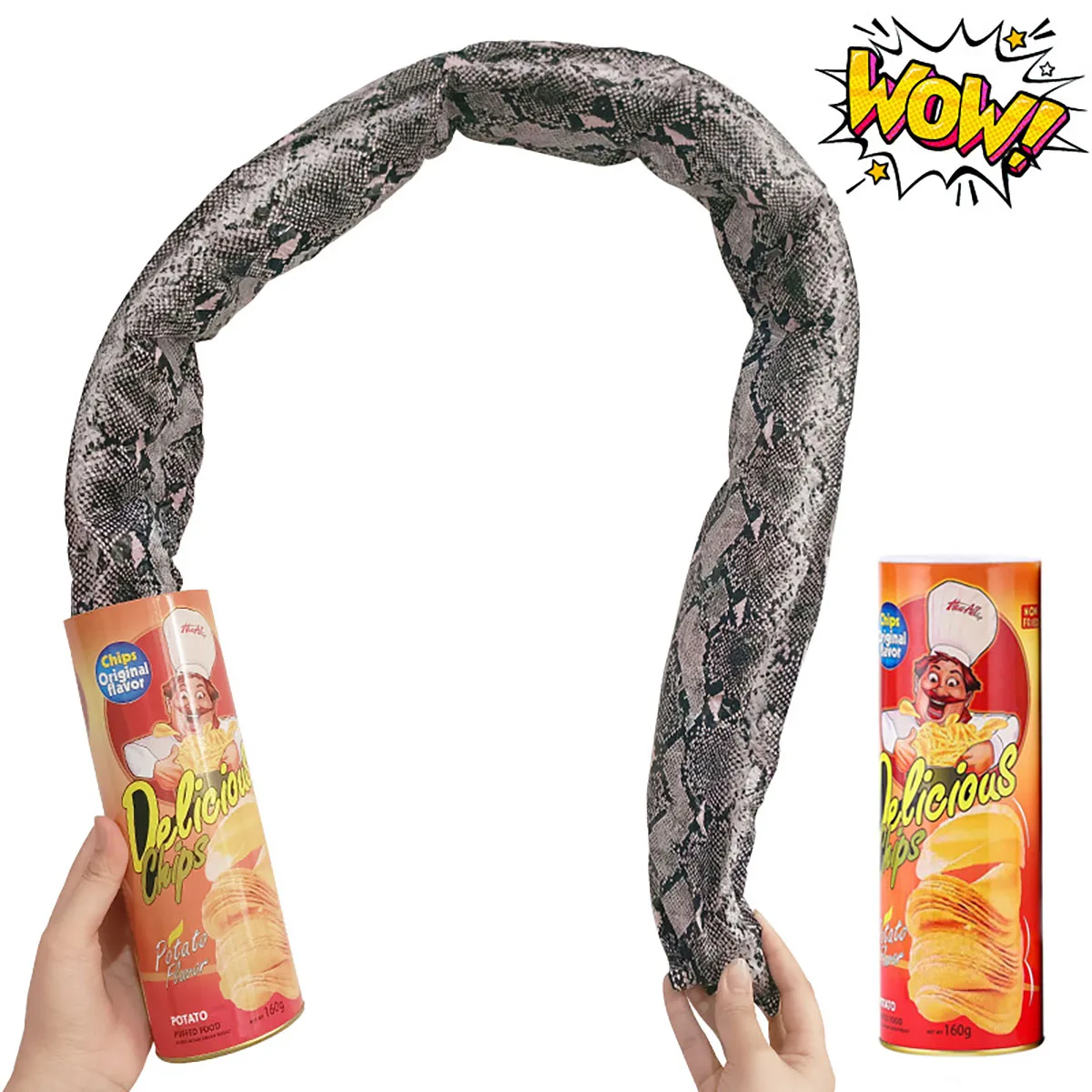 The Potato Chip Snake Stage Magic Tricks Snake Toy April Fool Day Halloween Party Jokes in A Can Gag Gift Scary Fries Fun Toys