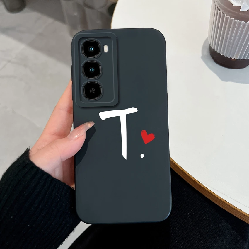 Cute Couple Letters Pattern Lens Protection Soft Silicone Advanced Anti-Fall Fingerprint Resistant Phone Case