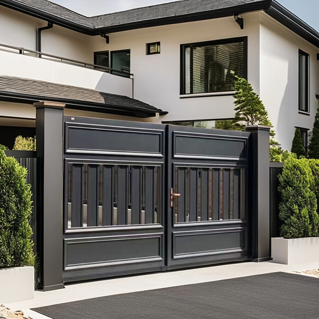 Hot Sale High Style 2m Aluminum Swing Gate Outdoor Villa Entrance Security Metal Door Fence Trellis Driveway Gates 3D"