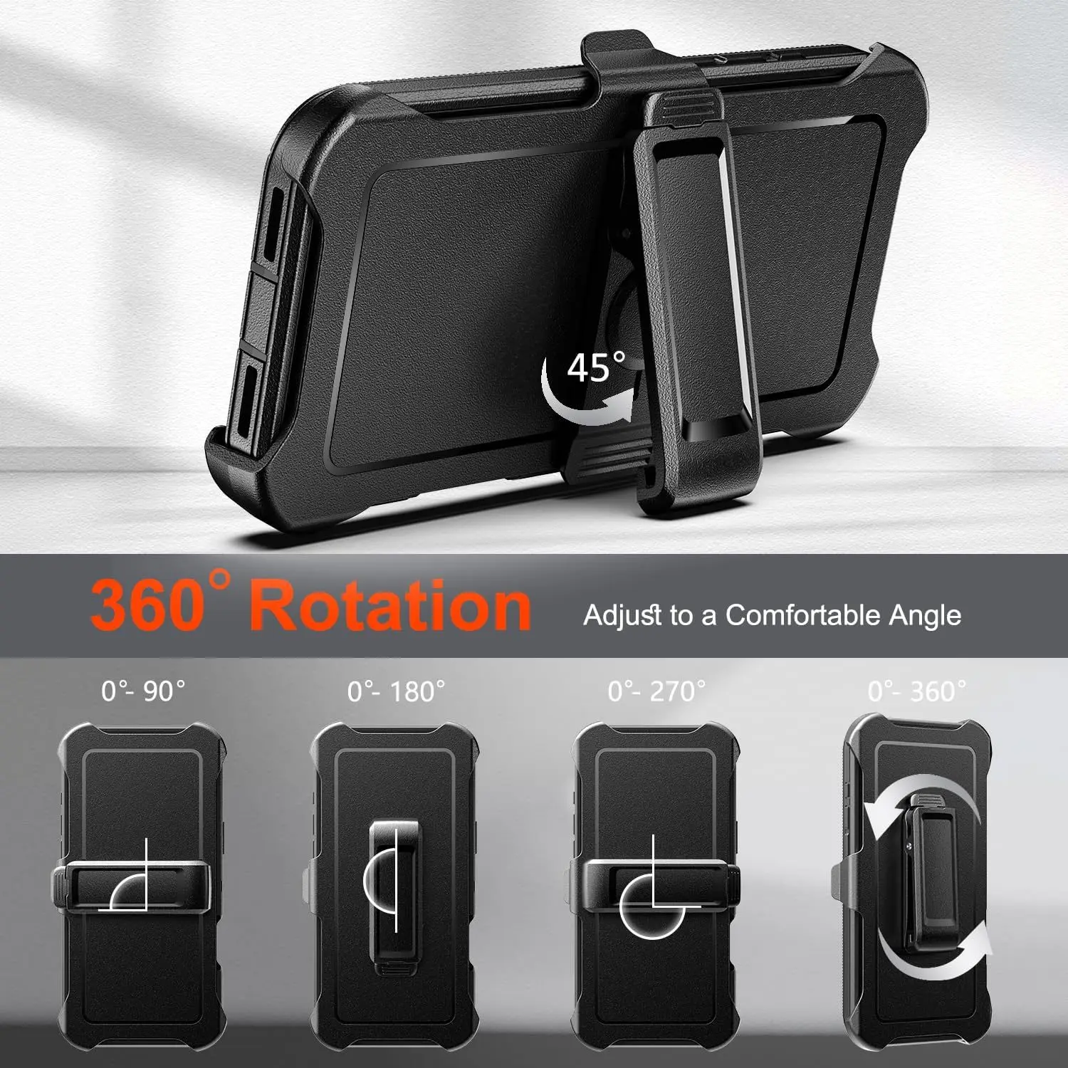 3IN1 Rugged Shockproof Defender Case with Rotatable Belt Clip and MagSafe Compatibility