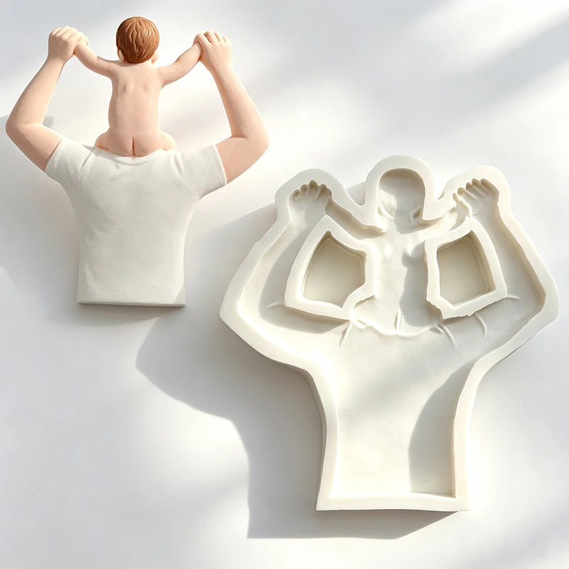 Vater und Sohn Vatertag Silikonform Zuckerguss Cupcake Backform Fondant Kuchendekorationswerkzeuge