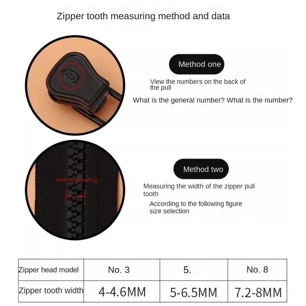 10Pcs 3 5 8 Zipper Puller Head Black Resin Zipper Slider Handmade Sewing Accessories Clothing Bag Zips for Replacement Parts