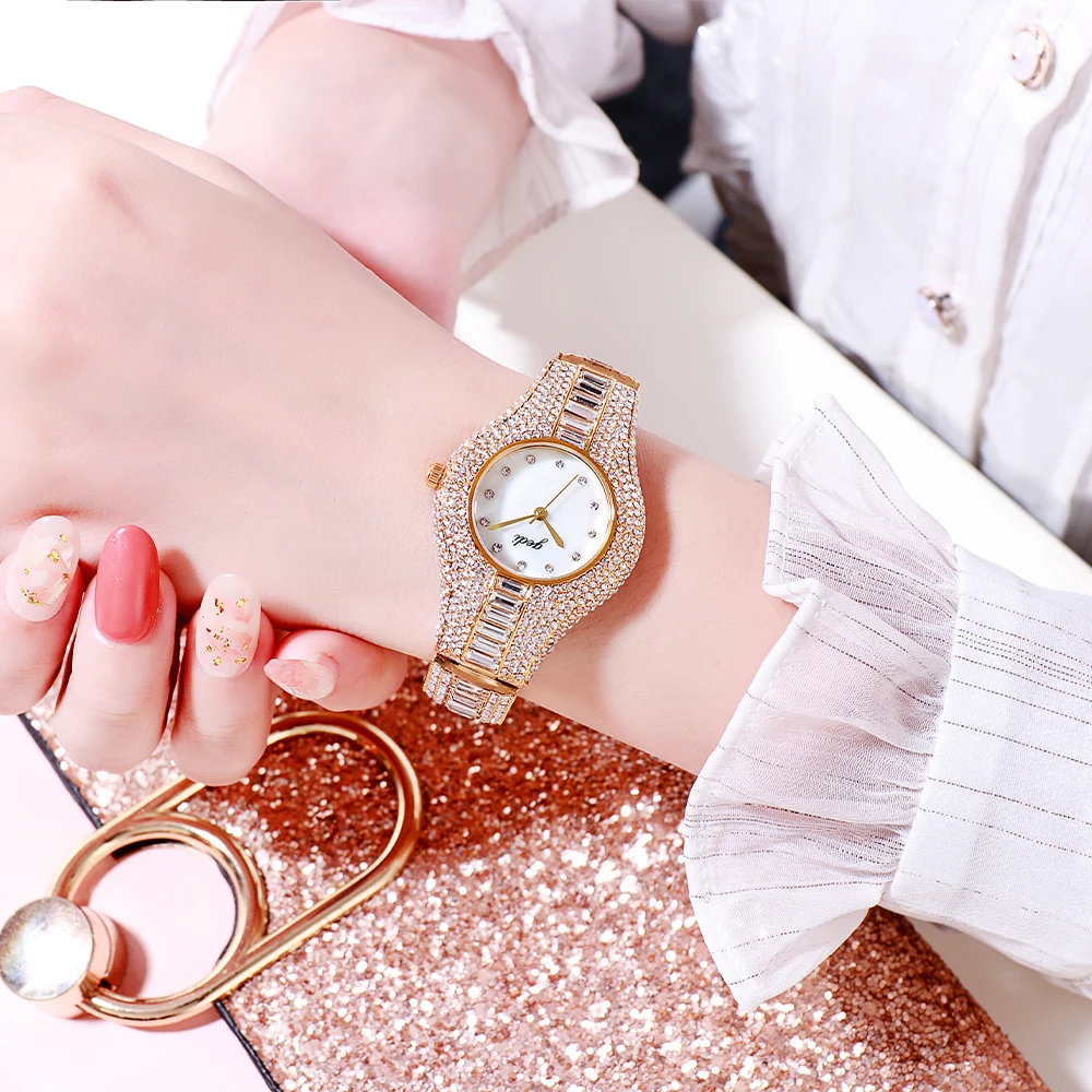 Luxury Women Watches 30M Water Resistance Diamonds Rose Gold Fashion Ladies Quartz Wrist Watch Woman Bling Bling Accessories