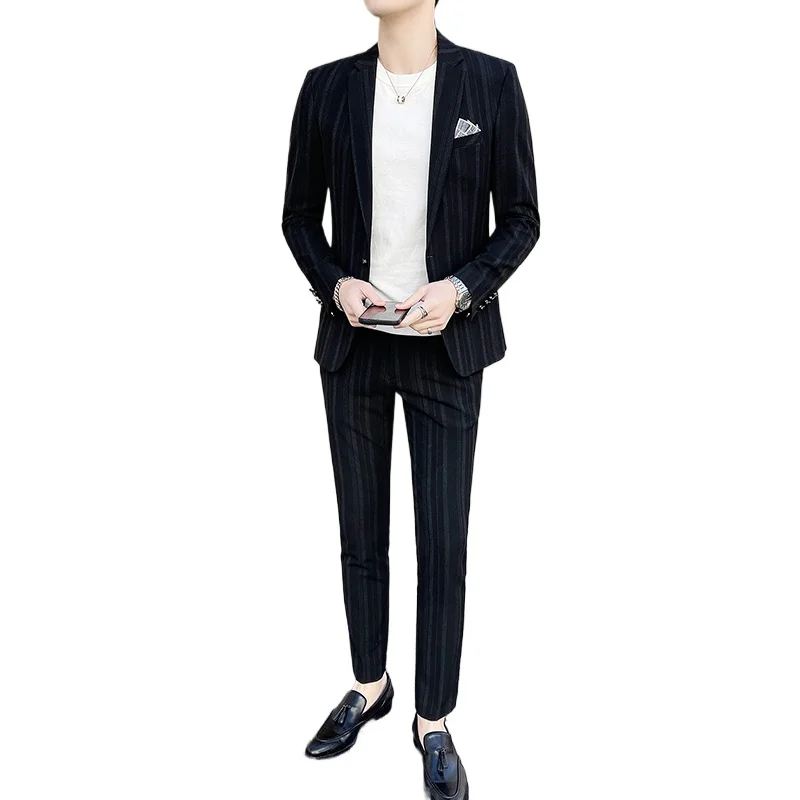 Spring and Autumn Business Leisure Suit for Men High-grade (suit + Trousers) Stylish and Handsome Two-piece Set M-5XL