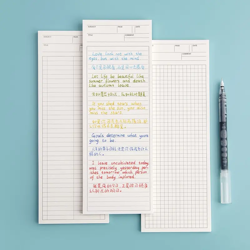 

1pc Long Notepad Note Pads Writing Note School Office Simple Non Sticky Memo Pad 9x25cm
