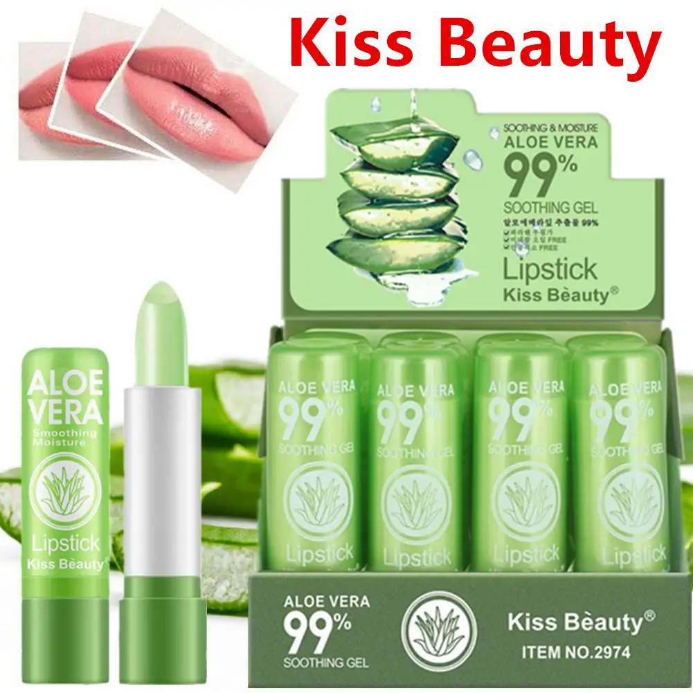 1pcs Waterproof Color Changing Lipstick Long Lasting Not Easy To Fade Aloe Vera Lipstick Moisturizing Color Nourishing Lip Balm fruit lip gloss temperature color changing mirror lip moisturizing cosmetics waterproof lip oil reducing plumping balm lip