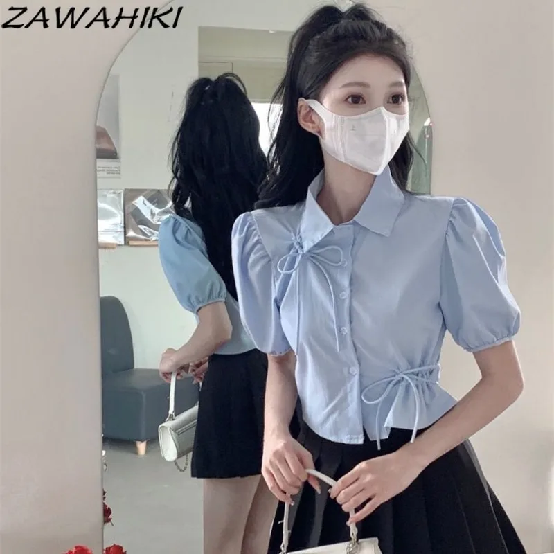 

Женская однотонная блузка, летняя однотонная блузка, Новое поступление, приталенная, шикарный дизайн, женские ажурные Топы