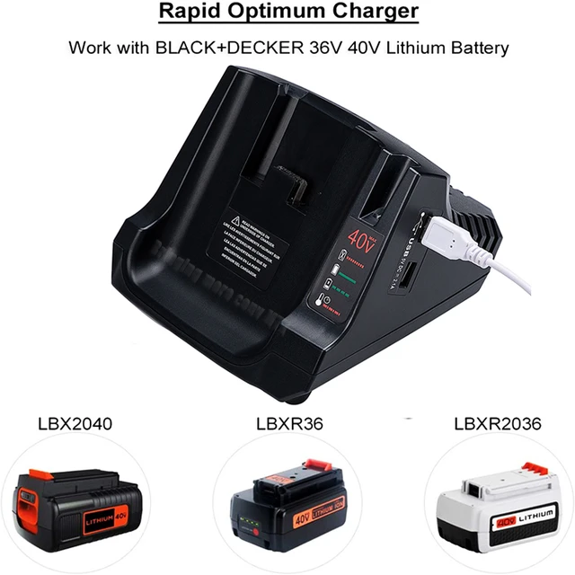 Suitable for Black & Decker lithium battery charger LCS36 LCS40 black and  Decker 36V 40V with dual USB hight quality - AliExpress