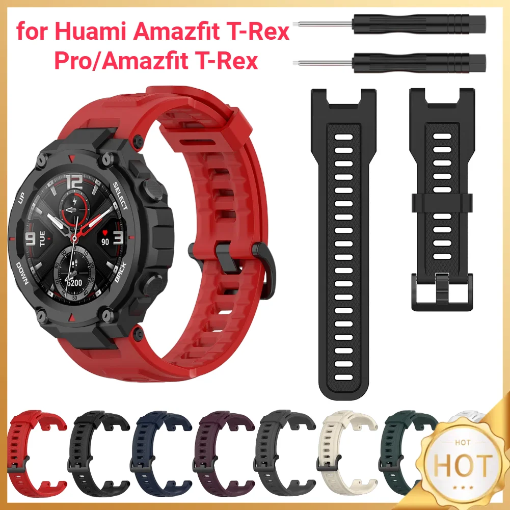 Silicone Sport Replacement Watch Band for Huami Amazfit T-Rex Pro/Amazfit T-Rex Smart Watch Wrist Bracelet Strap Watchbands silicone wrist strap,silicone watch strap,silicone watch band,watch strap,smart bracelet strap