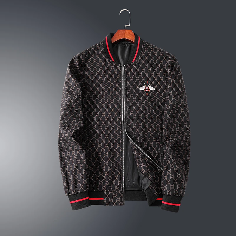 جاكيت رجالي برقبة بيسبول ، معطف بقصة ضيقة ، موضة ا...