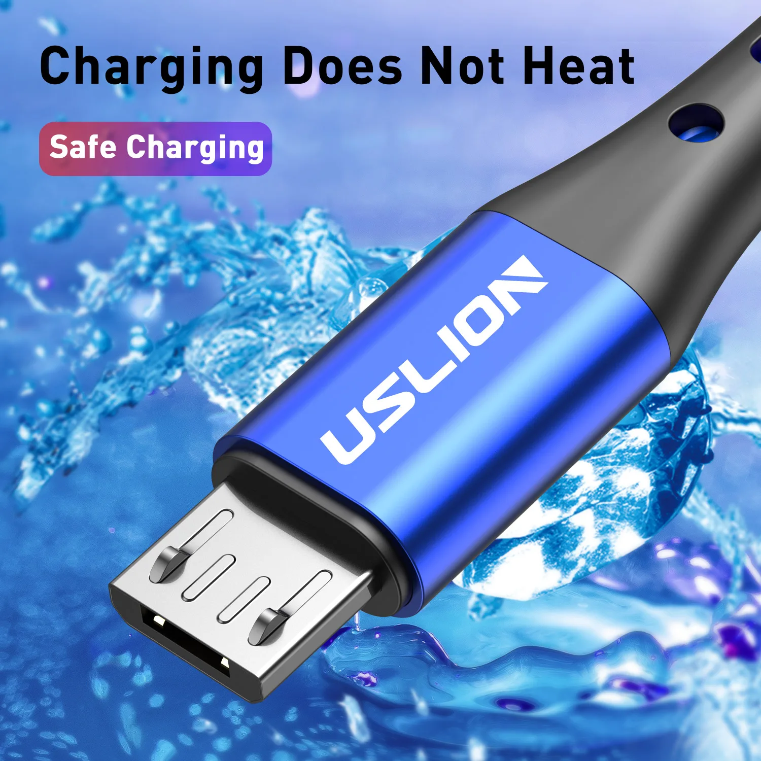 USLION Micro USB Cable Fast Charging For Samsung Xiaomi Android Redmi Note 5 Pro Data Cable Mobile Phone Charger Wire Cord Blue