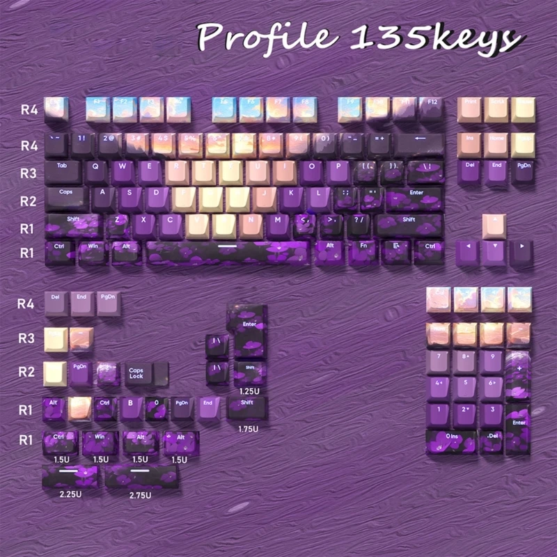 

DN59 Double Shot PBT Keycaps 108/135 Customs Keycap Set Dye Sub Front-lit Backlit Caps