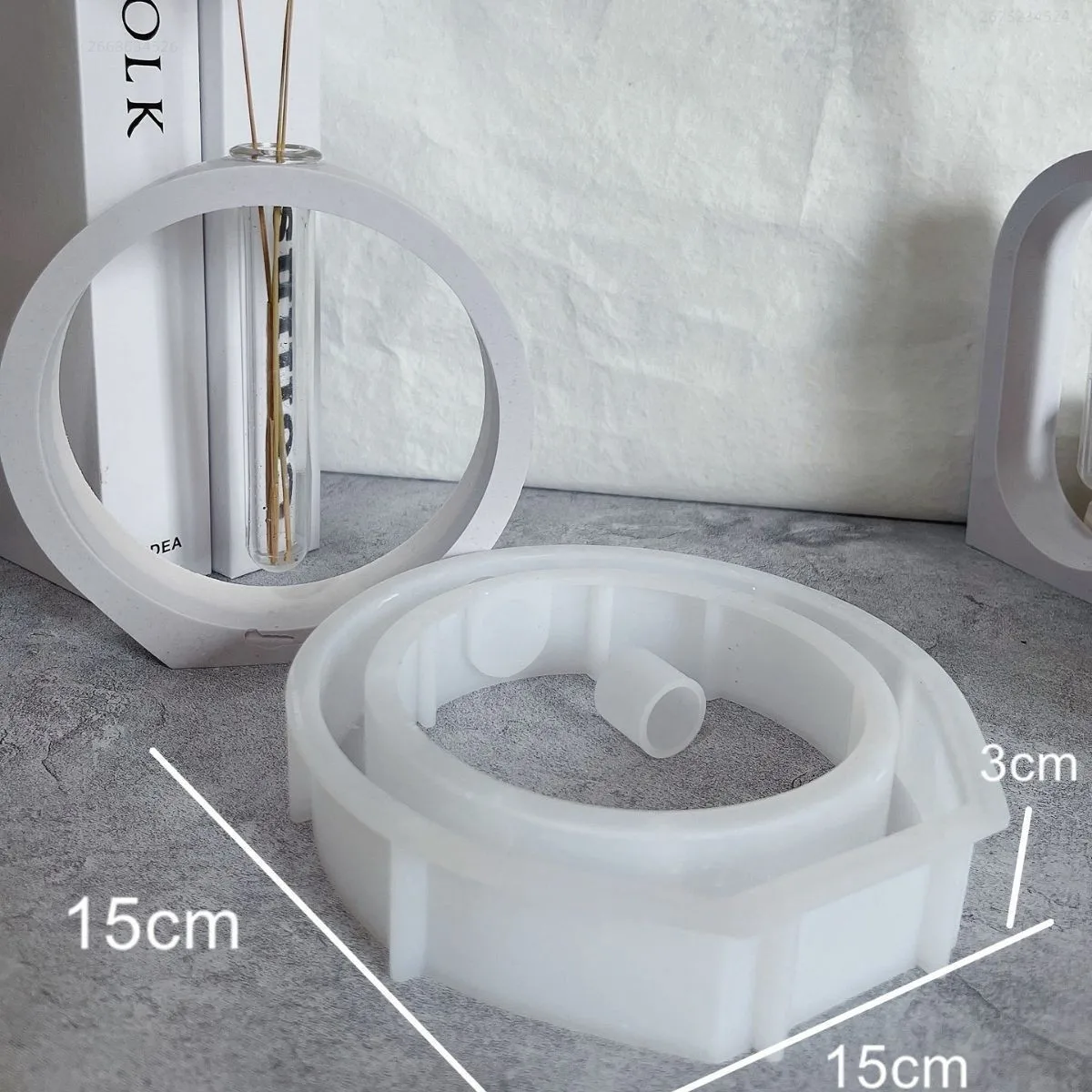 2 Stampi In Silicone Per Vasi Con 4 Provette In Acrilico | Kit Fai Da Te Per Piante Idroponiche E Talee | Stampo Per Resina Epossidica Forma Rotonda E Quadrata - 2