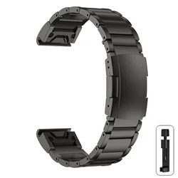Quick Fit Titanium Watch Strap - Metal Release Bracelet - 26mm (Black)