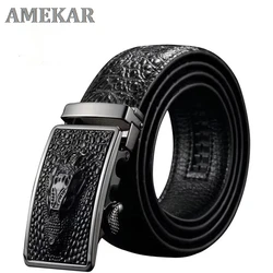 2021 New Arrival Luxury Cow Leather Belts For Men Good Alligator Pattern Automatic Buckle Mens Belt  Original