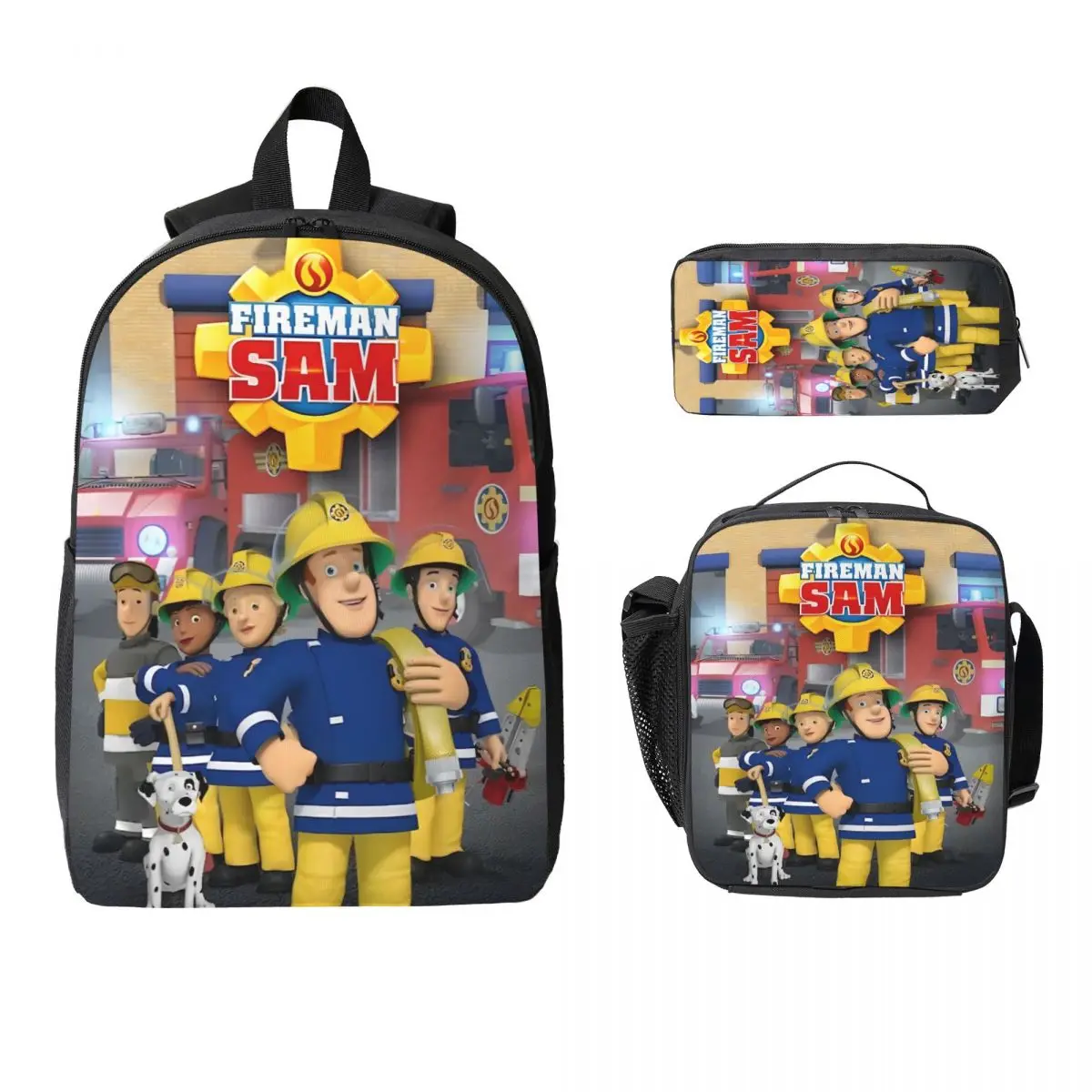 Fireman Sam Kids Backpack Lunch Box Pen Bags for Boys Girls Backpacks Cute School bag Bookbag Set 1