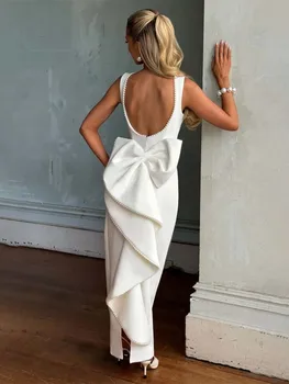 Townlike Pearl Bow Backless Nightclub Sexy Party Dress Women 2025 Spring Summer Dress Maxi Long Slim Bodycon Dresses 1