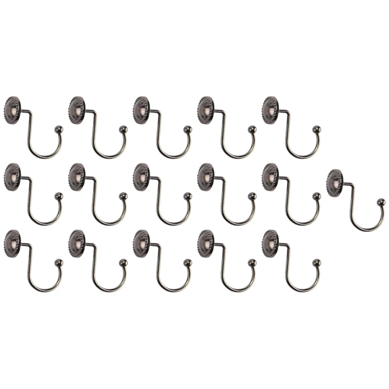 Shower Curtain Hooks Oil Rubbed Bronze,Rustproof Decorative Shower Curtain Rings,16 Pcs, Bronze