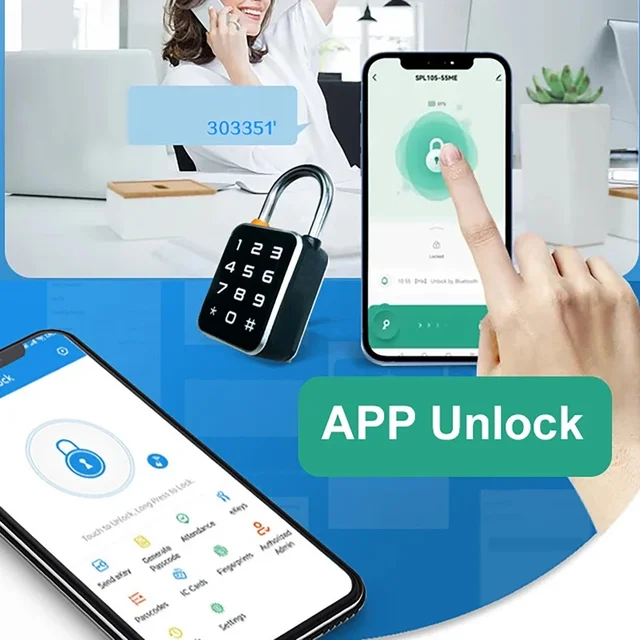 Smart Padlock Tuya APP+Fingerprint+Password 3 In 1 Electric Biometric Lock IP65 Keyless Mini Smart Locks Anti-theft Padlocks 6