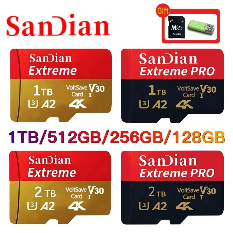 Original Memory Cards 1TB Micro TF Card 128GB 512GB High Capacity Flash Card Class10 High-Speed SD for PC/phone/Camera/Mac