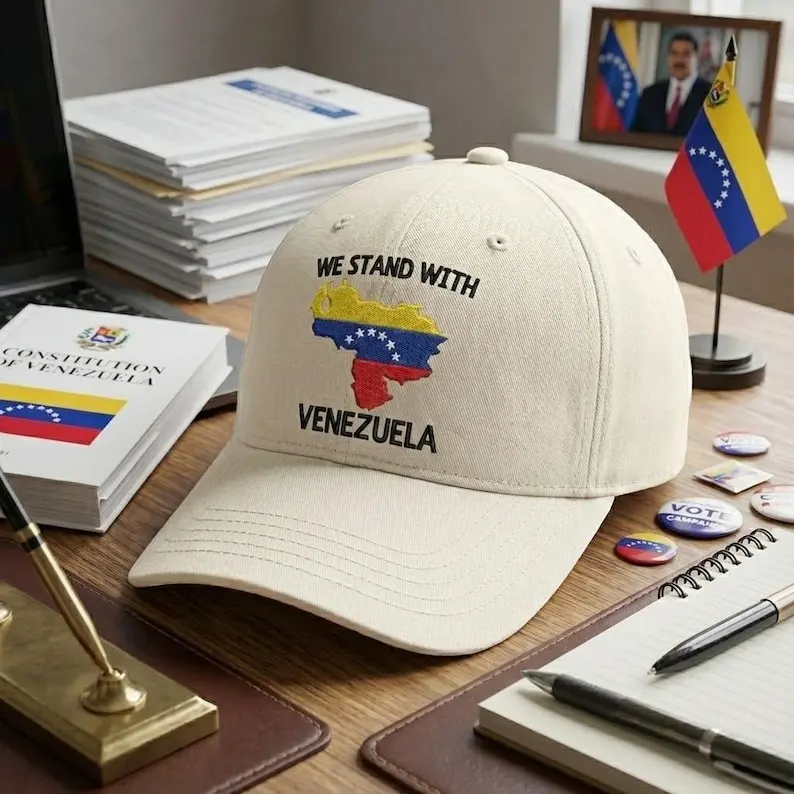 We Stand With Venezuela Embroidered Hat, Anti Trump Hat, Democrat Hat, Venezuelan Flag Support Headwear