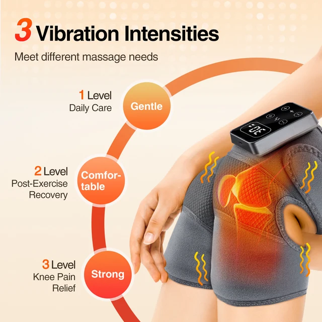 Electric knee massager with vibration and heat support.