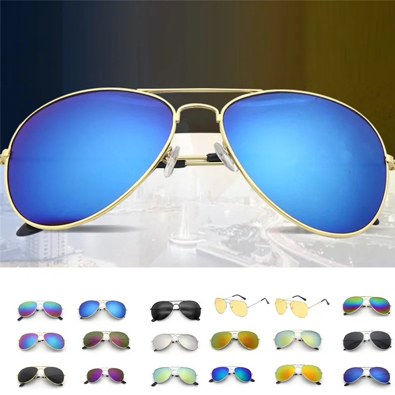 

Pilot Sunglasses Men Silver Oversized Metal Luxury Brand Eyewear Female Big Shades Driving Glasses Reflective Lens