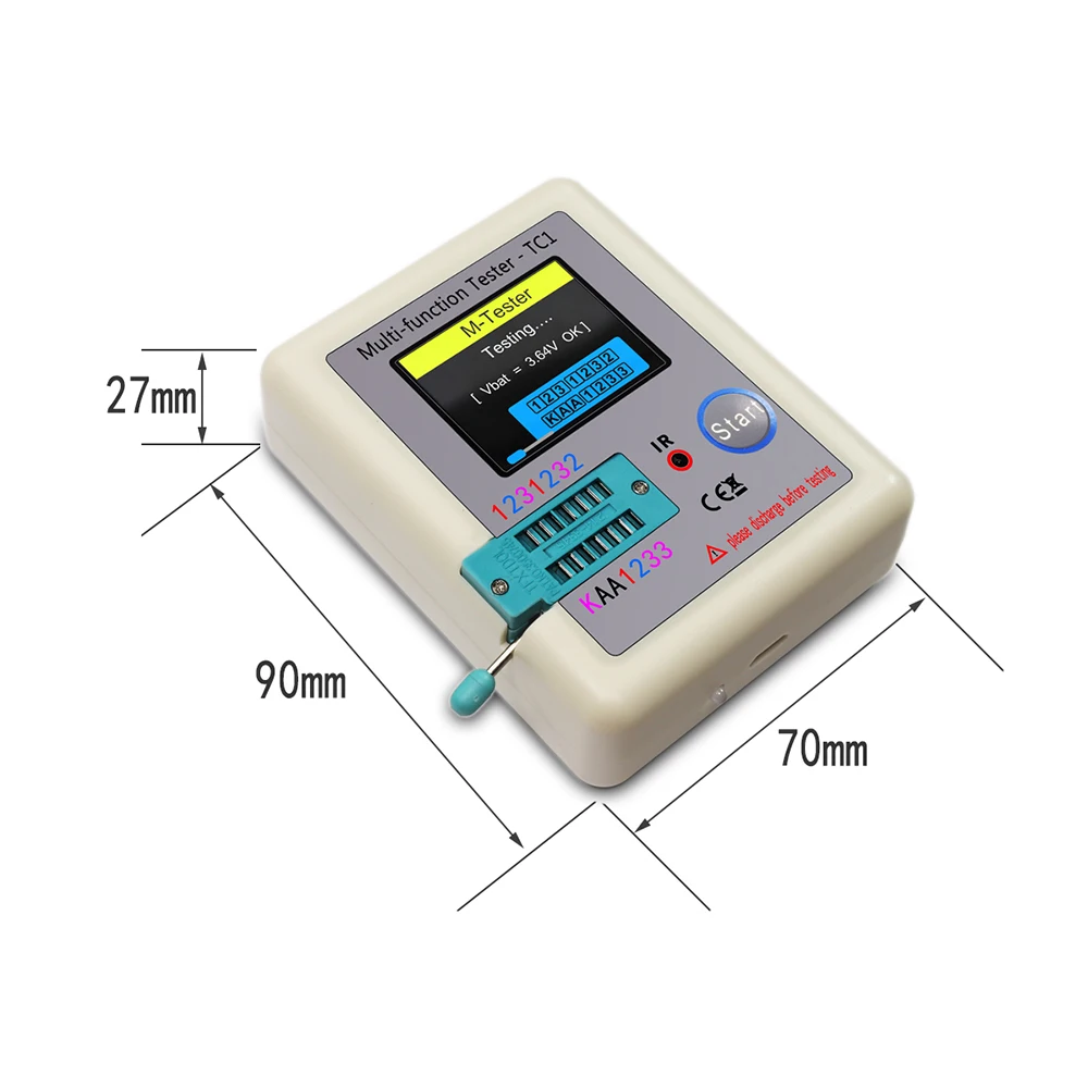 LCR-TC1 1.8" TFT LCD Display Multi-meter Transistor Tester Diode Triode Capacitor Resistor Test Meter MOSFET NPN PNP Triac MOS