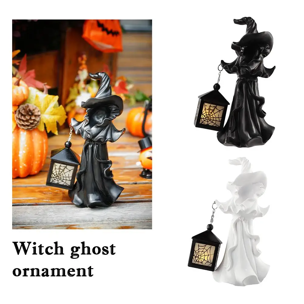

Witch Ghost Ornament Halloween Witch Sculpture Lantern Ornament Ghostly Resin Figure Hellraiser Decoration For A Hauntingly T6P4