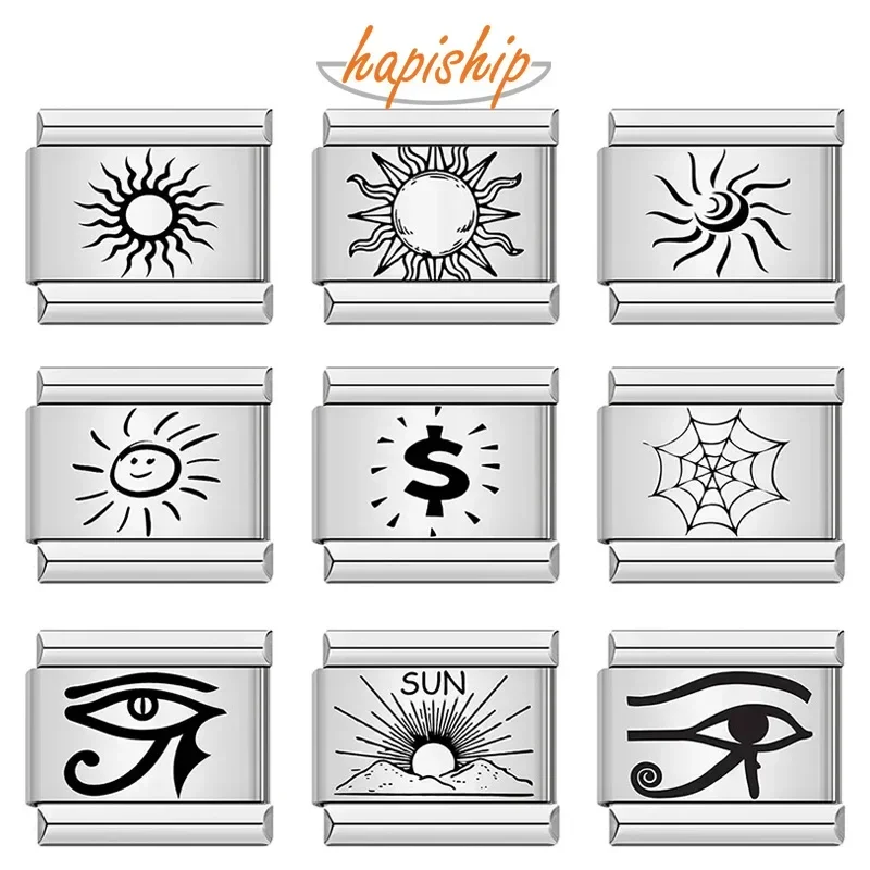 Stainless Steel Sun Eye Charm Italian Links Fit 9mm Bracelet DIY Making Jewelry Hapiship Fashion New Top DJ106-B charm bracelet