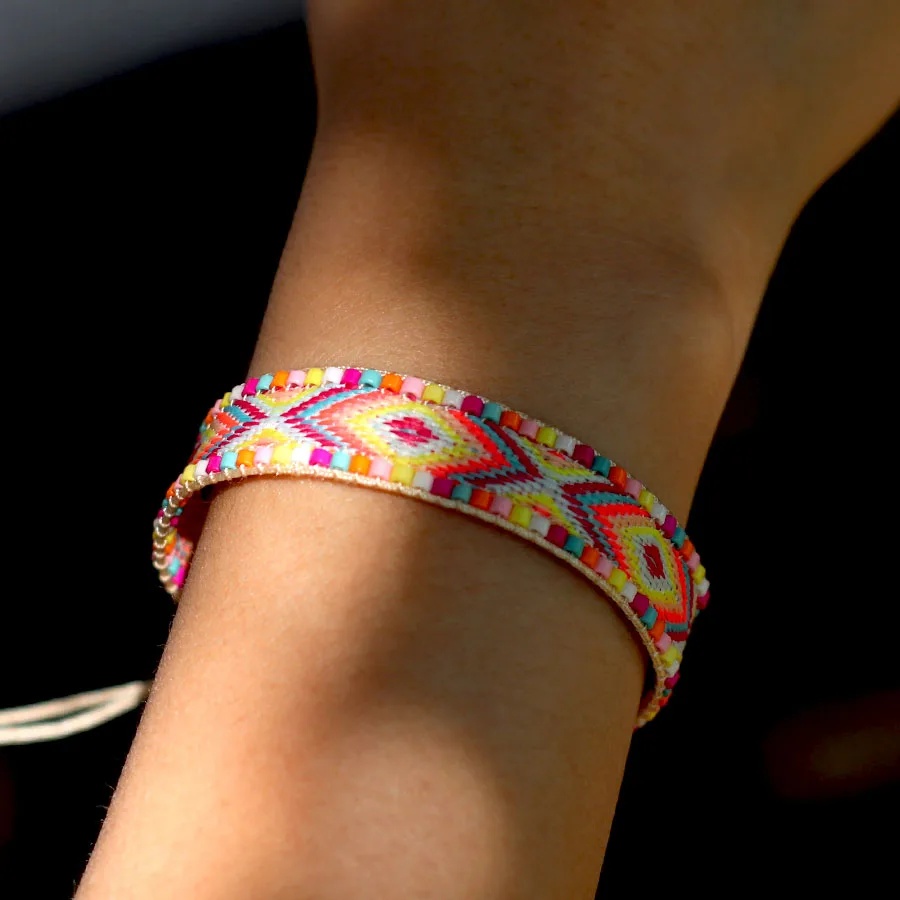 Handmade Seed Beads Adjustable String Bracelet for Men and Women