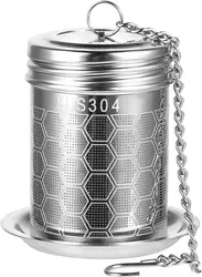 Premium Stainless Steel Tea Strainers Set - Extra Fine Mesh Tea Infuser with Slim Threaded Lid - S (Silver)