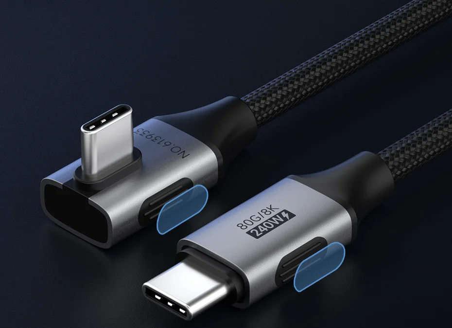 Hagibis USB4 USB-C Cable 80Gbps 240W Right Angle 8K
