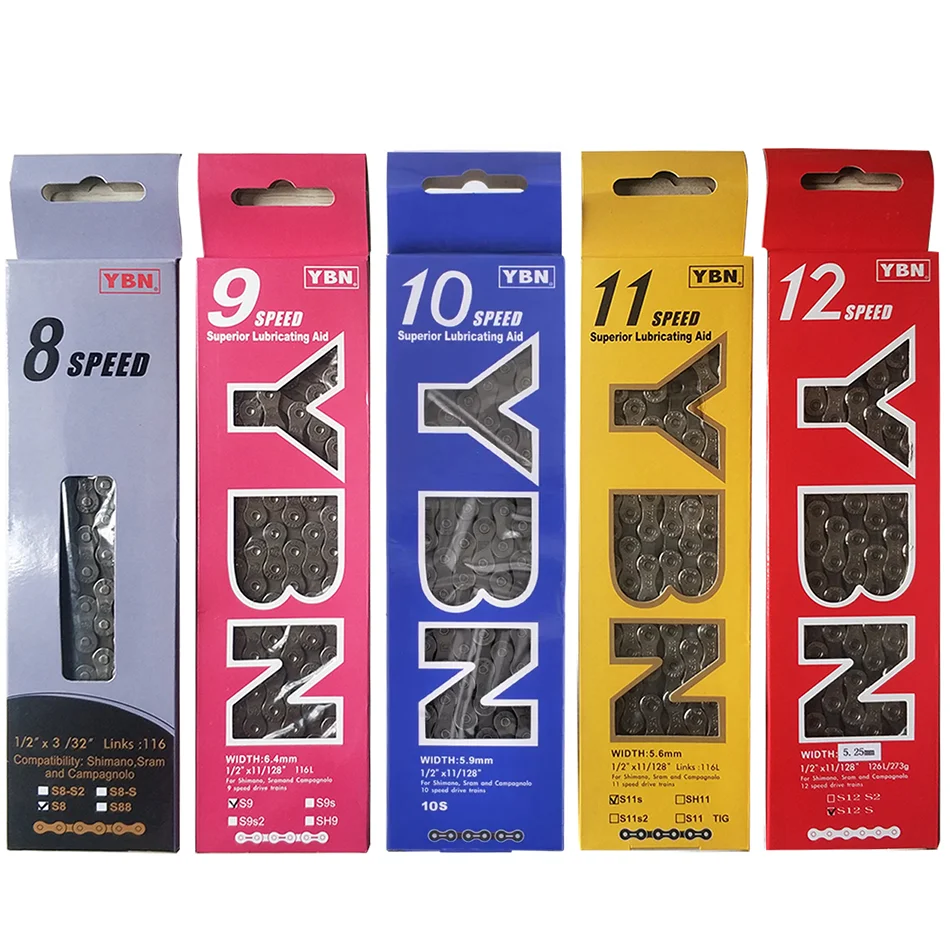 Taiwan YBN 8-12 speed mountain road bicycle lightweight chain suitable for SHIMANOSRAM variable speed flywheel
