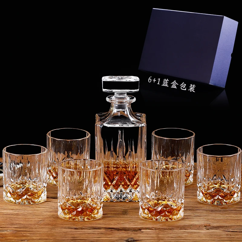유럽 ??스타일의 크리스탈 유리 위스키 7 피스 세트 바 와인 투명한 Drinkware 선물 섬세한 선물 상자