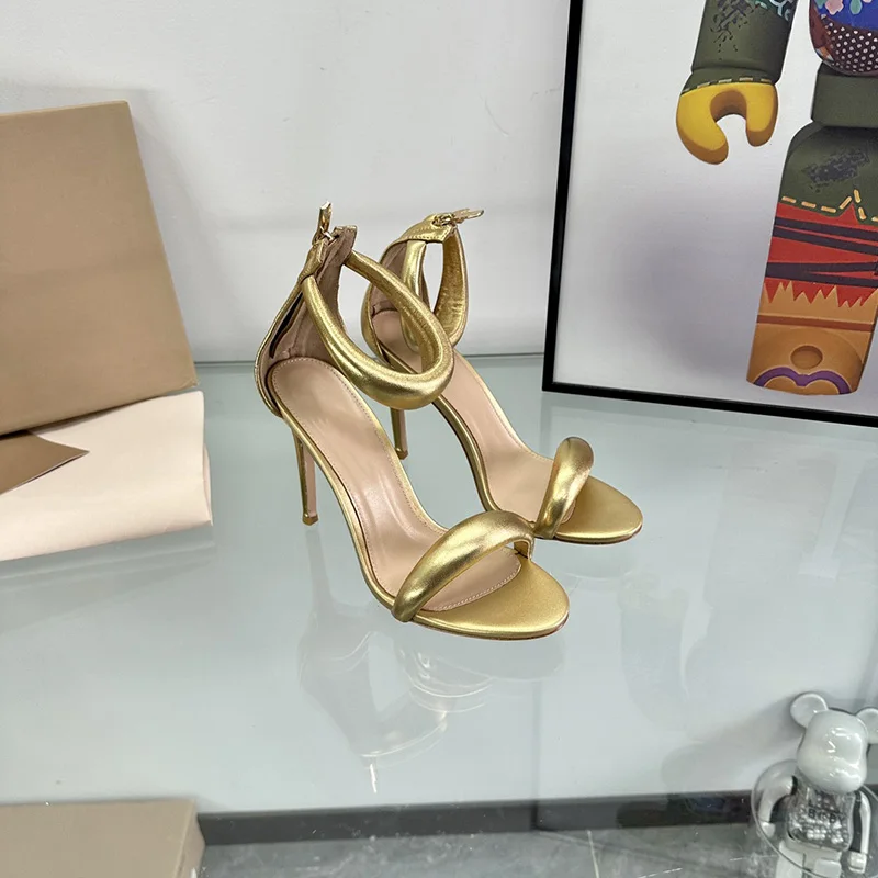 

Luxury Designer High Heels Top Quality Women Shoes 10.5cm Heels Summer Lady Wedding Dress Sandals Genuine Leather with Box