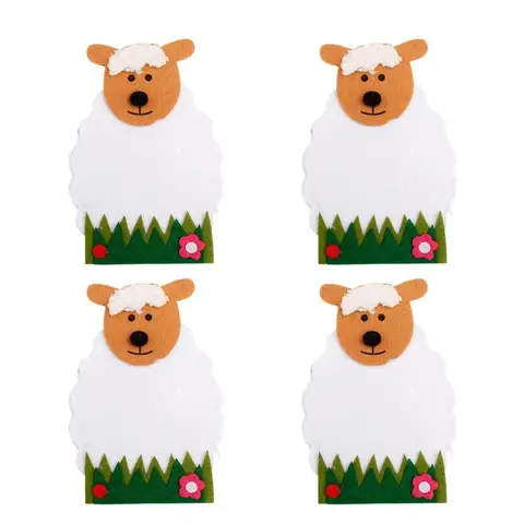 Sheep Knife Fork Bags Non-woven Cartoon Sheep Tableware Covers Dinner Desktop Supplies Cutlery Bag Easter Decoration