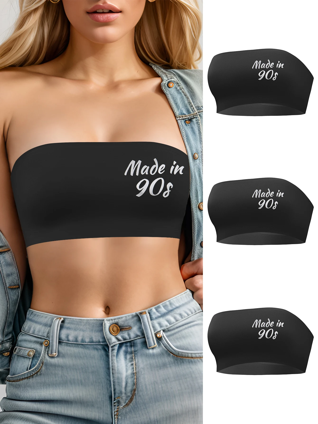

CYHWR Women's Solid Seamless Sexy Printing Bra 3 Set Comfortable No Wire Non slip Underwear Lingerie
