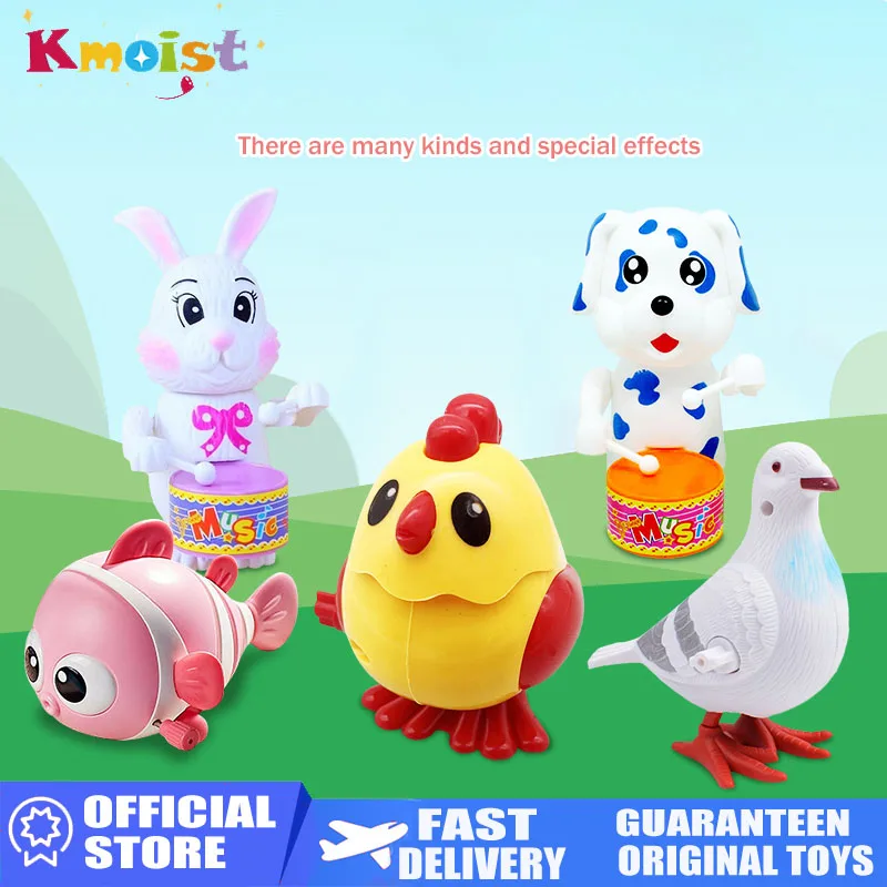 

1PC Random Color Cute Baby Toy Classic Clockwork Toy Rabbit Pig Hen Dog Fish Fun Gifts Jumping Cartoon Animal Wind Up Kids Toy