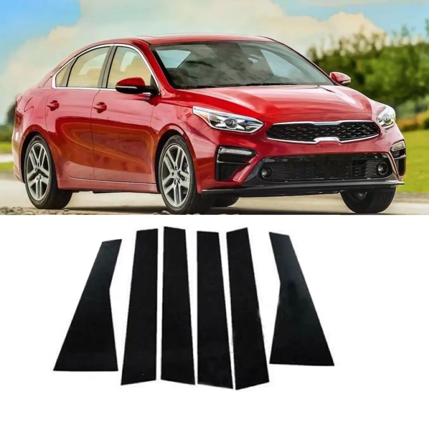 

6PCS Polished Pillar Posts For Kia Forte Sedan Hatcback Cerato K3 2019 2020 2021-2023 Door Window Trim Molding Cover Stickers
