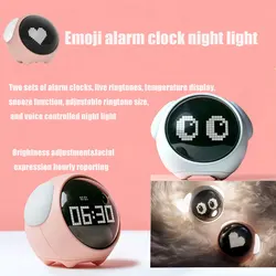 Small Night Light Children's Clock Expression Alarm Clock Multi functional Special Creativity