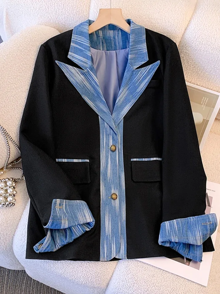YIBAKA Black Oversized Blazers for Women 2023 Korean Fashion Single Breasted Chic Suits Coats Office Ladies Casual Jacket
