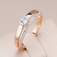 Kinel – bagues de luxe en Zircon naturel pour femmes, or Rose 585, argent, réglage mixte, Design mince, bijoux de mariage quotidiens pour mariée 1