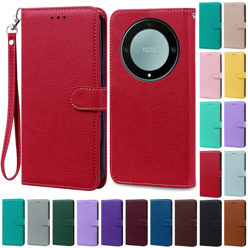 Luxury Leather Flip Wallet Cover for Honor X9A 5G - Premium Silicone Protection